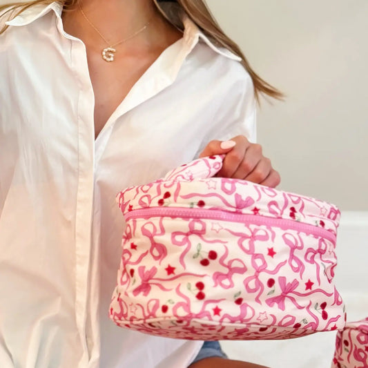 Ellison+Young Cherry Bow Travel Cosmetic Case