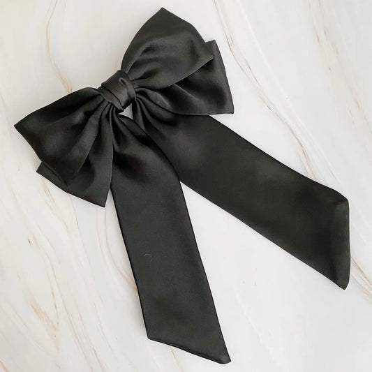 Ellison+Young Satin Bow Hair Clip
 – Black